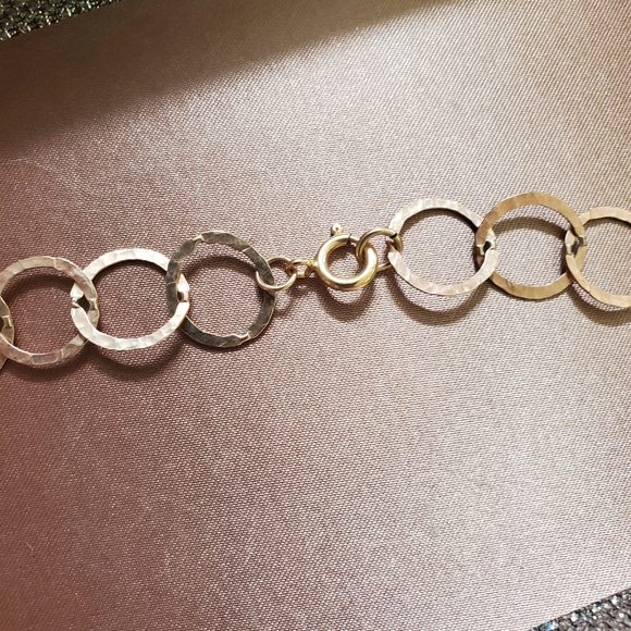 Hammered Rose Gold Link Long Necklace - Picture 6 of 8